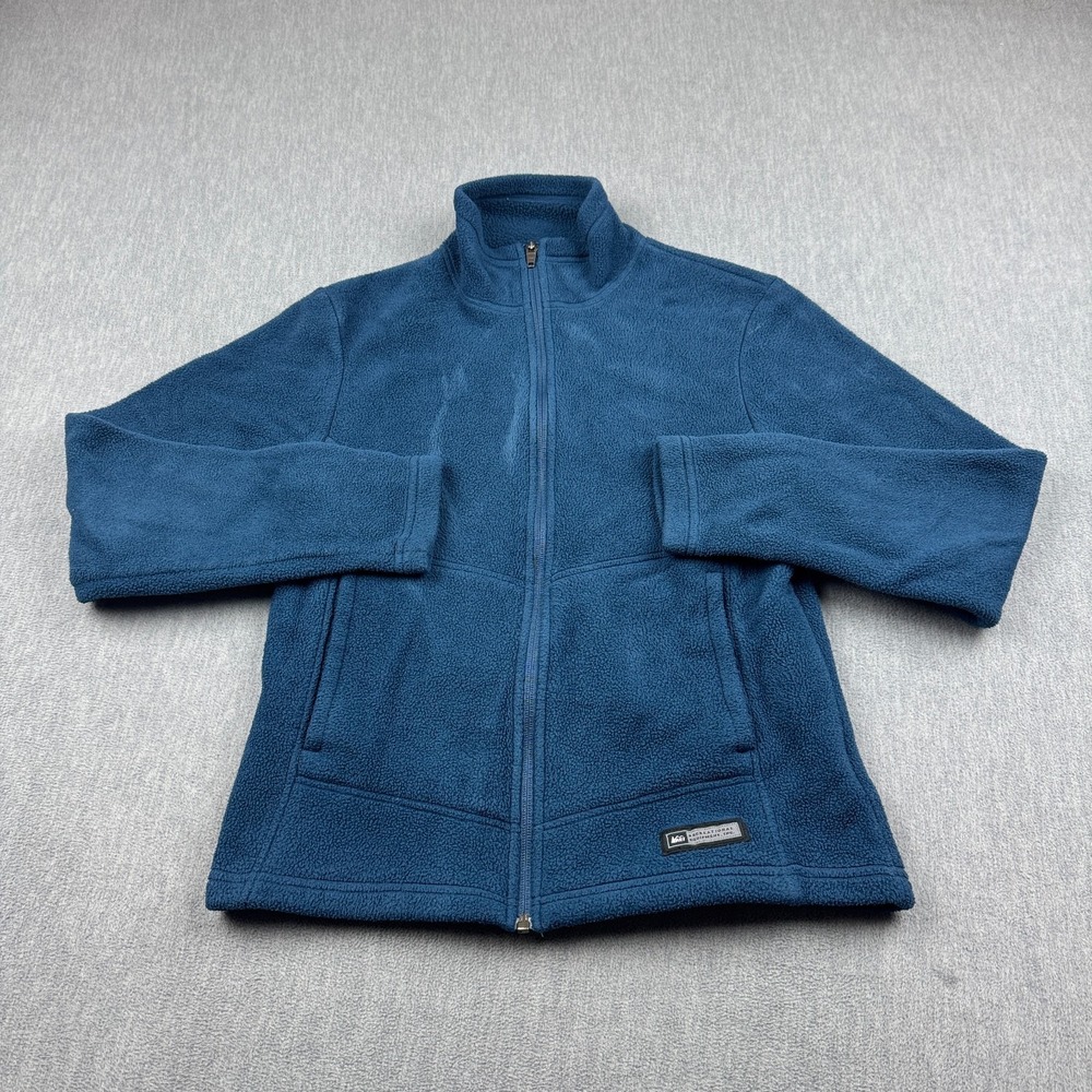 REI Jacket Womens Small Blue Polartec Fleece Full Zip Lined Outdoors Hiking Coat